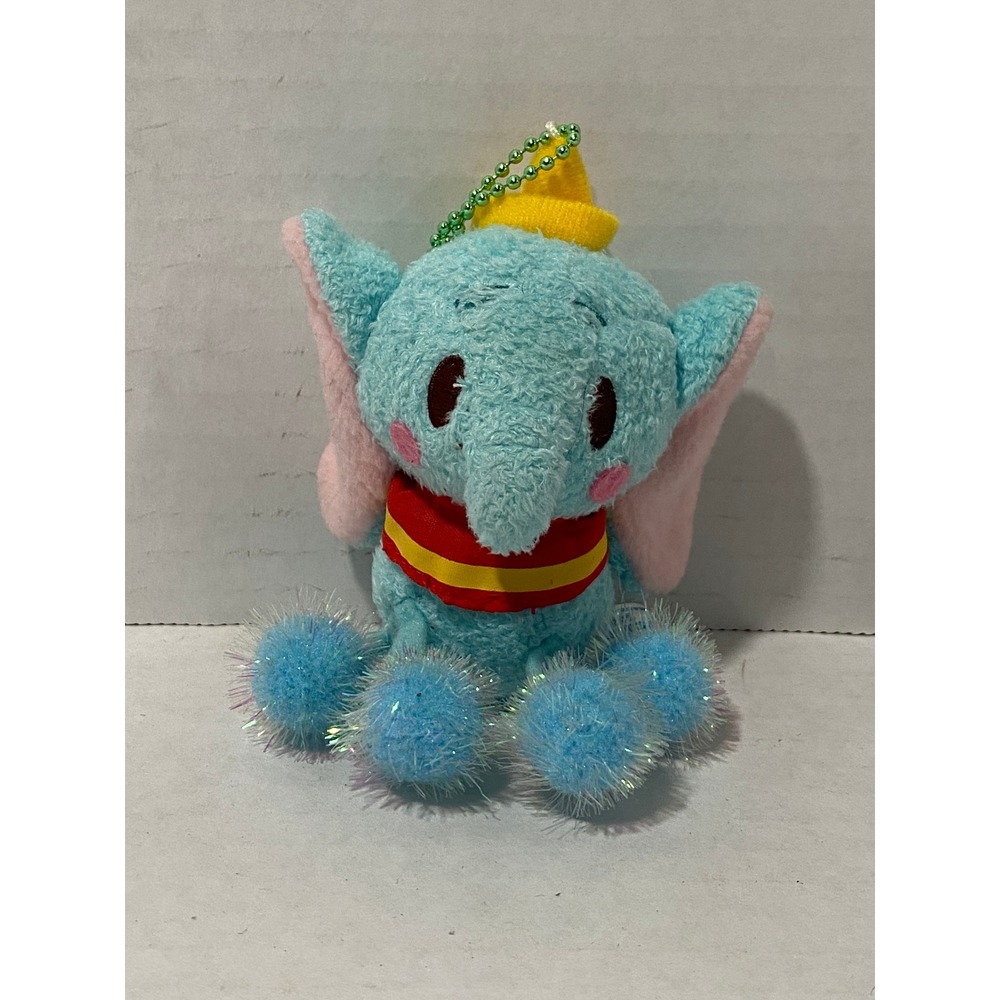 Disney Sega Dumbo Plush Keychain Fun Fan Amuse Blue Tinsel Feet Excellent